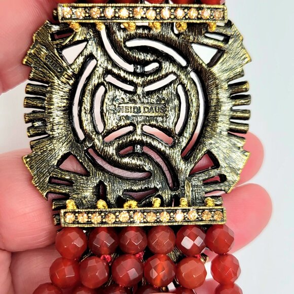 Heidi Daus Carnelian and Swarovski Crystal Choker Statement Necklace - Picture 8 of 9